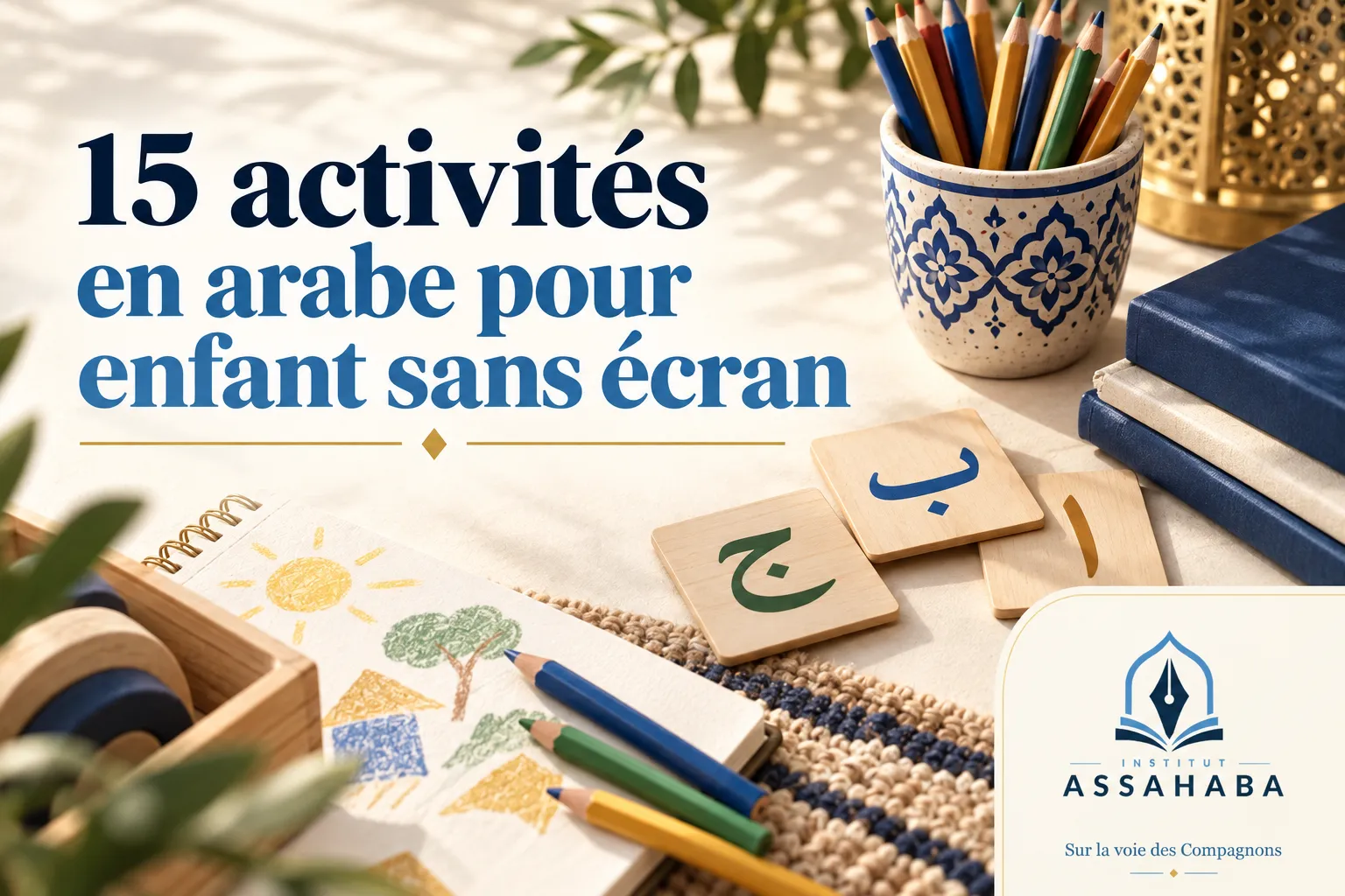Couverture Institut Assahaba : 15 activités en arabe pour enfant sans écran