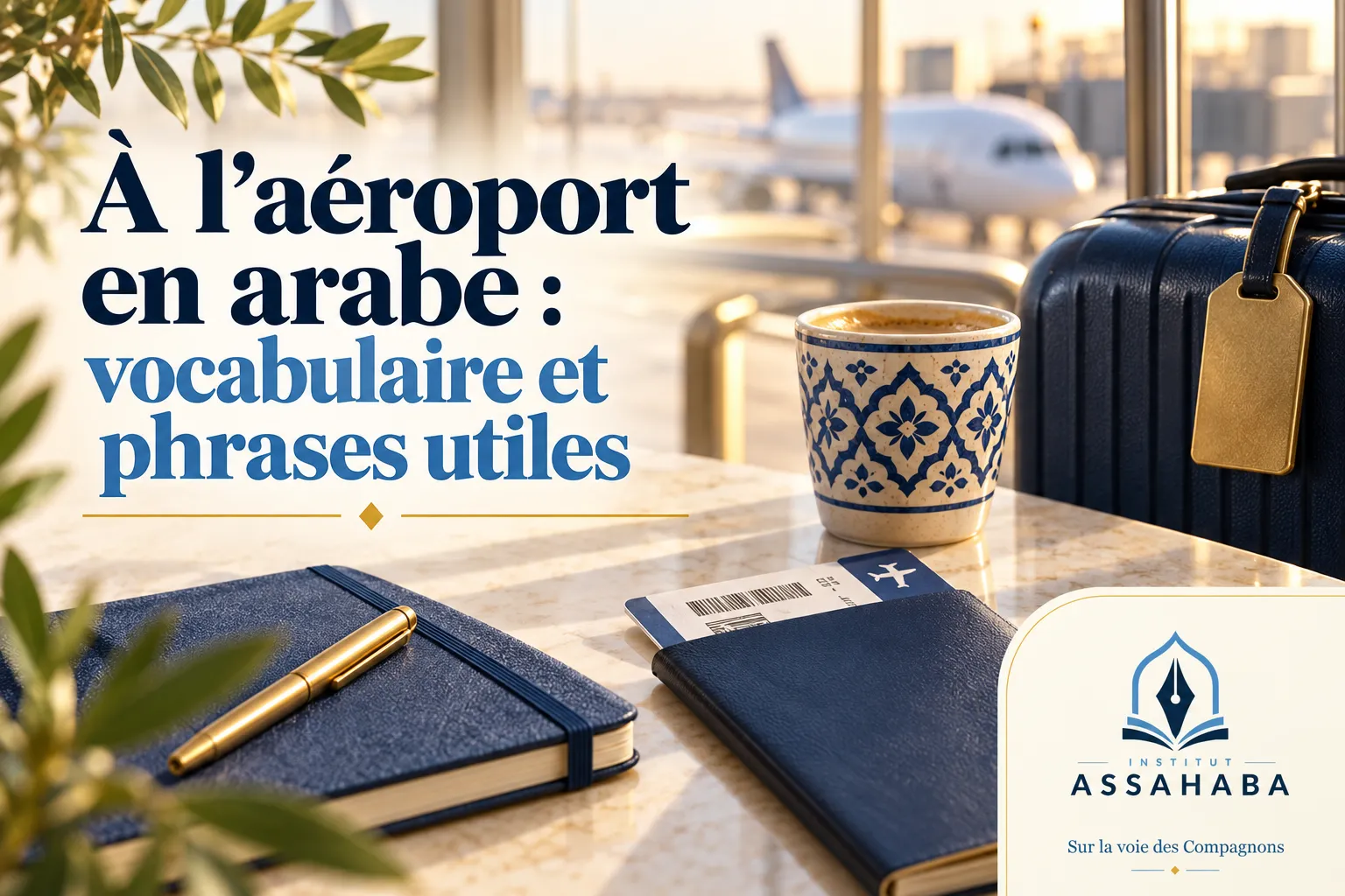 Couverture Institut Assahaba : À l’aéroport en arabe : vocabulaire et phrases utiles