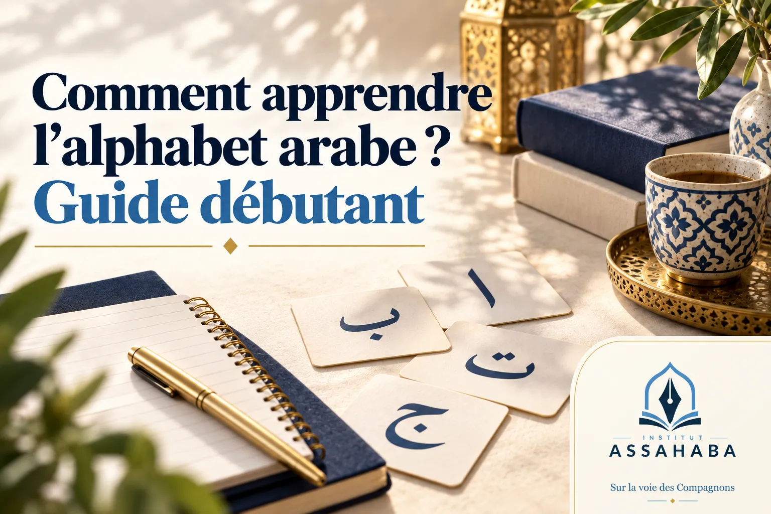 Couverture Institut Assahaba : Comment apprendre l'alphabet arabe ? Guide débutant