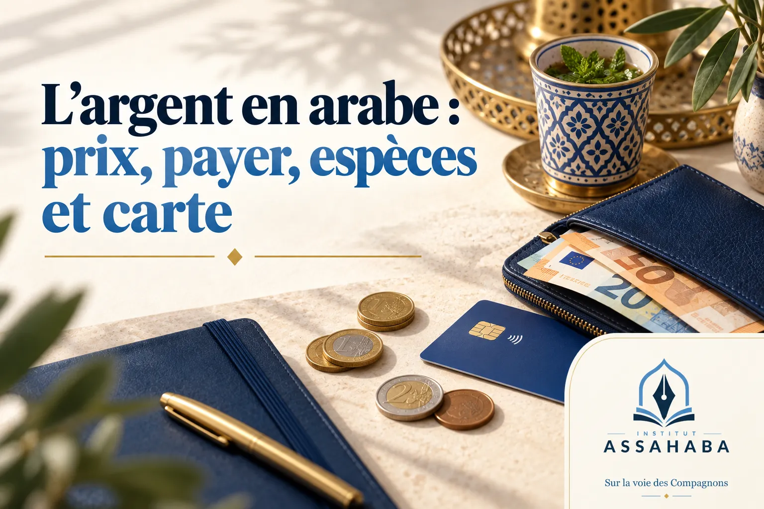 Couverture Institut Assahaba : L'argent en arabe : prix, payer, espèces et carte