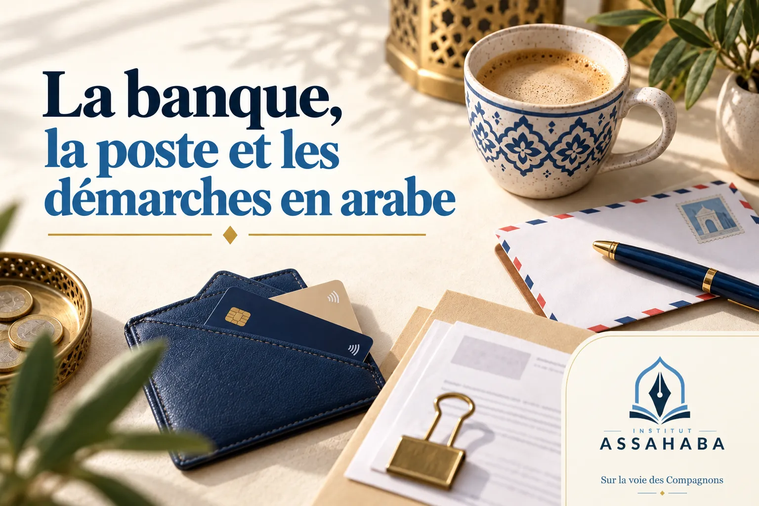 Couverture Institut Assahaba : La banque, la poste et les démarches en arabe