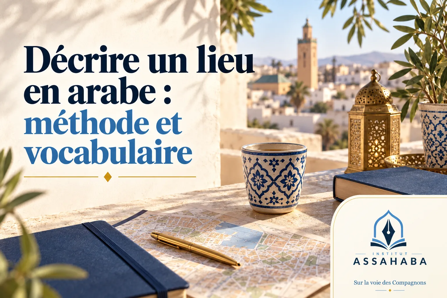 Couverture Institut Assahaba : Décrire un lieu en arabe : méthode et vocabulaire