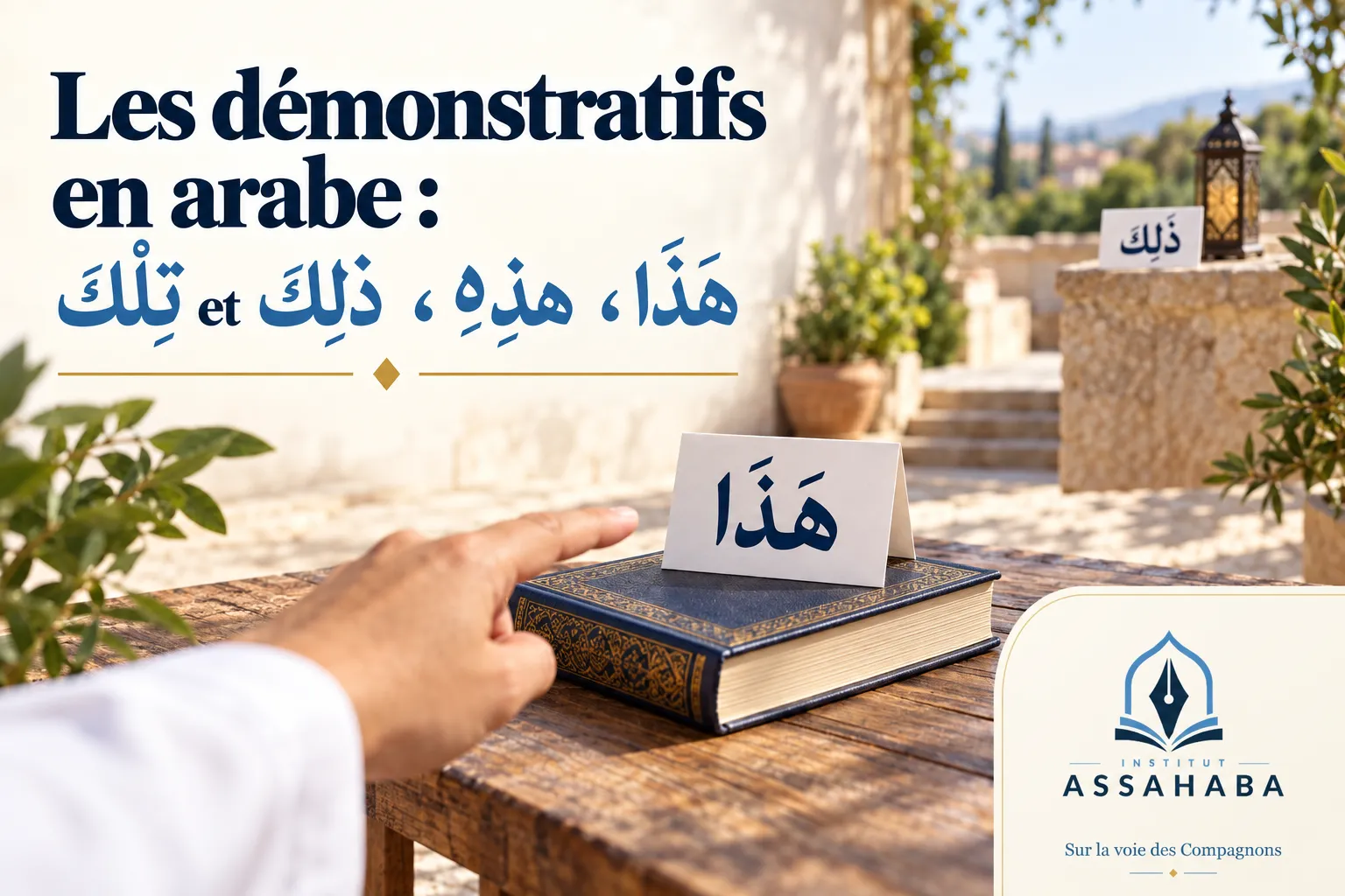 Couverture Institut Assahaba : Les démonstratifs en arabe : هَذَا، هَذِهِ، ذَلِكَ et تِلْكَ