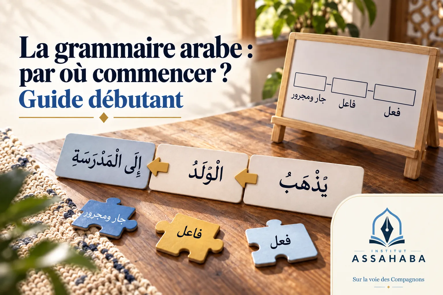 Couverture Institut Assahaba : La grammaire arabe : par où commencer ? Guide débutant