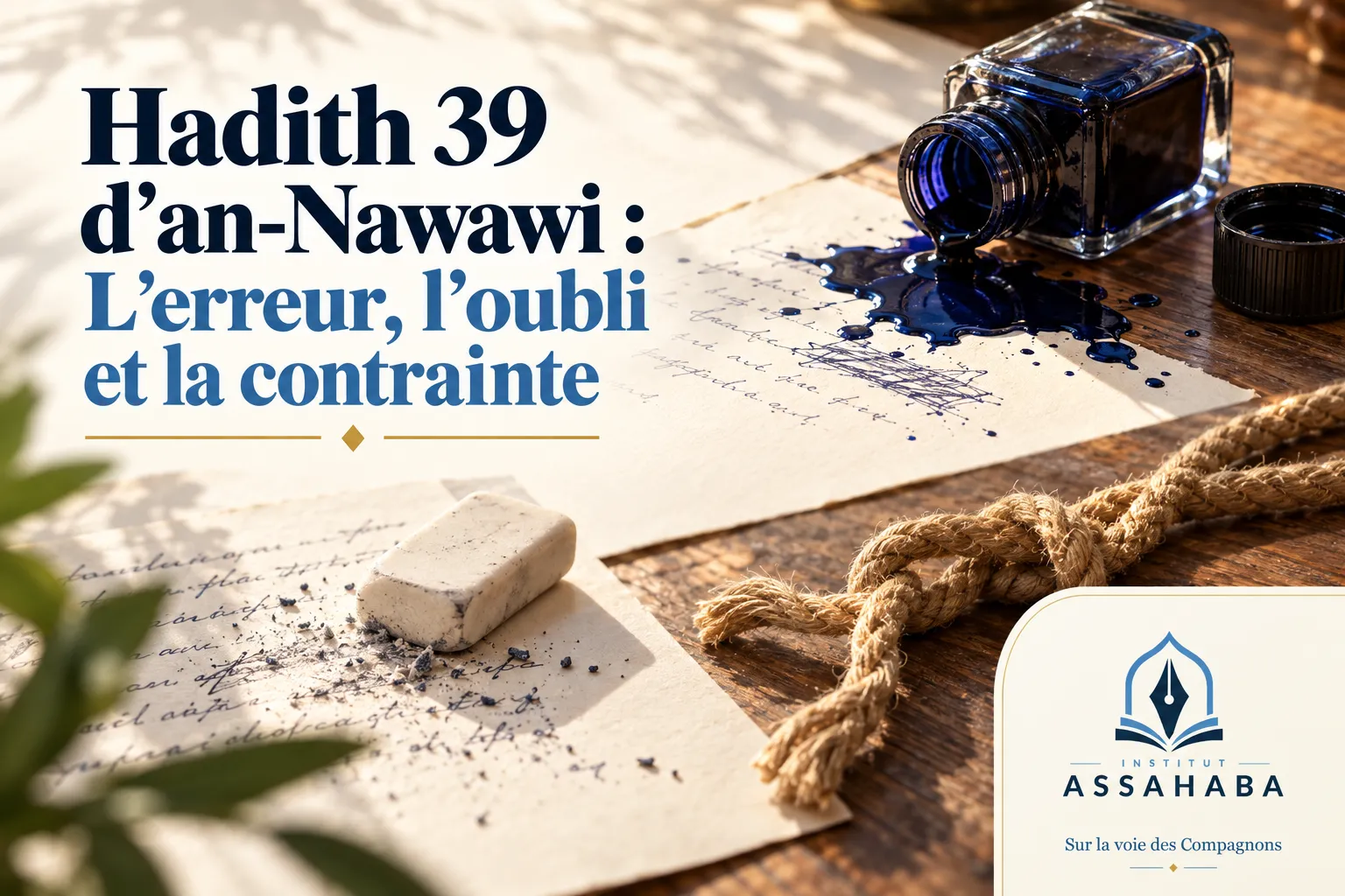 Couverture Institut Assahaba : Hadith 39 d’an-Nawawi : L’erreur, l’oubli et la contrainte