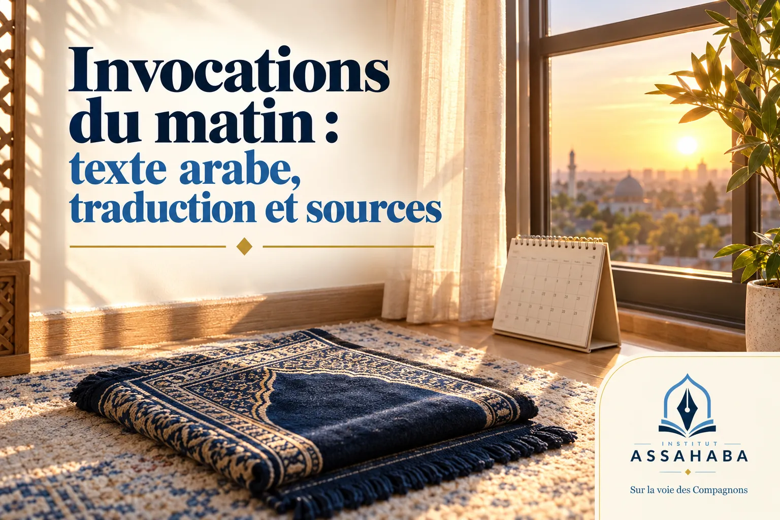 Couverture Institut Assahaba : Invocations du matin : texte arabe, traduction et sources