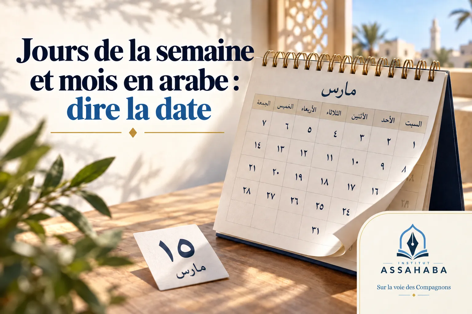 Couverture Institut Assahaba : Jours de la semaine et mois en arabe : dire la date