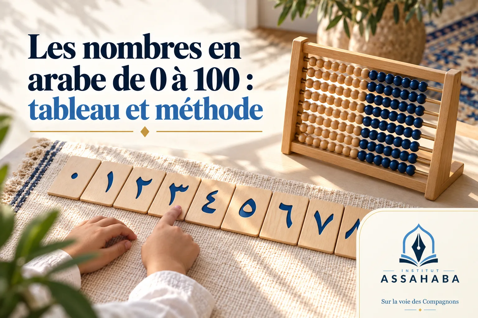 Couverture Institut Assahaba : Les nombres en arabe de 0 à 100 : tableau et méthode