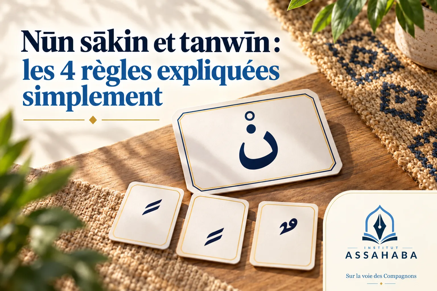 Couverture Institut Assahaba : Nūn sākin et tanwīn : les 4 règles expliquées simplement