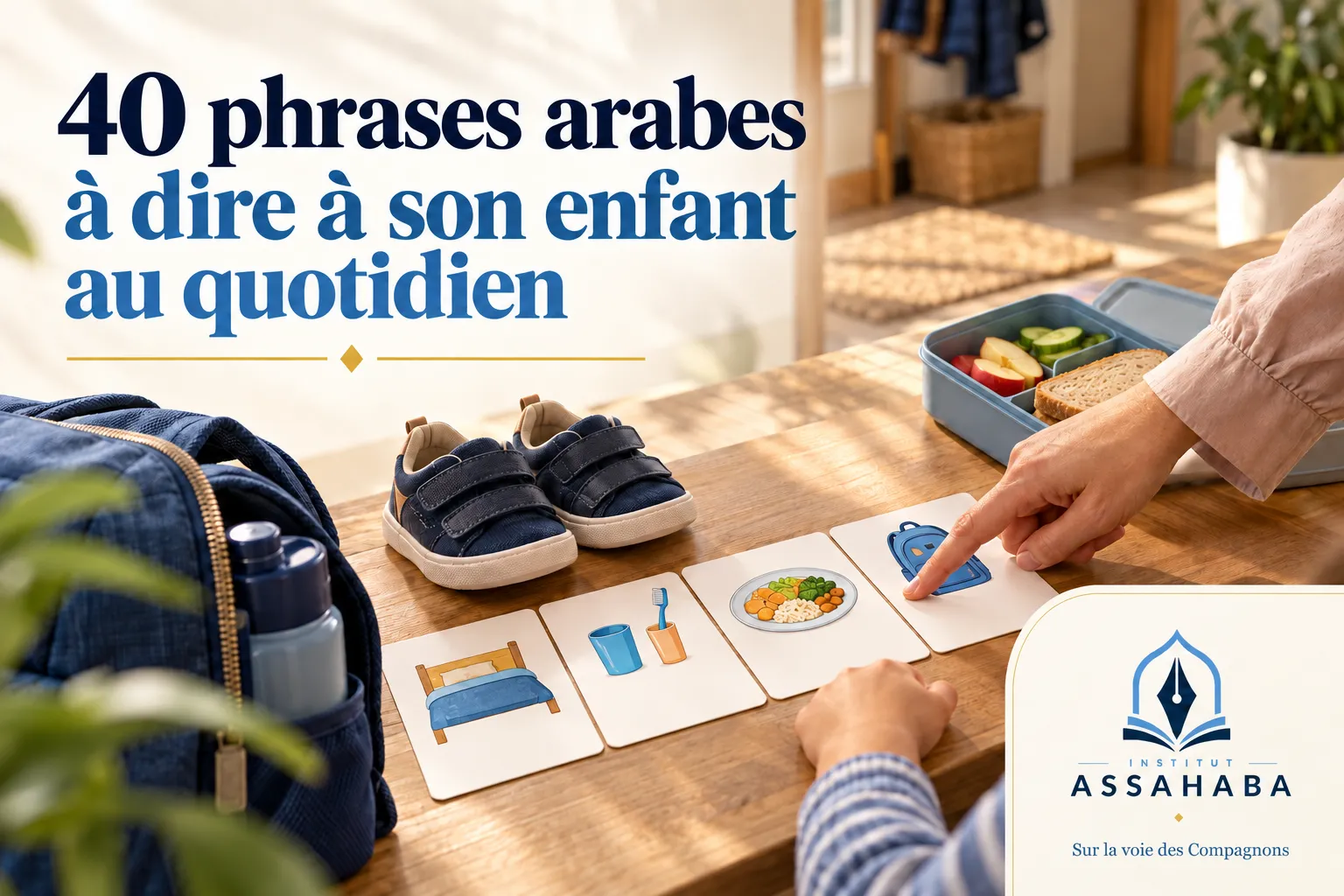 Couverture Institut Assahaba : 40 phrases arabes à dire à son enfant au quotidien