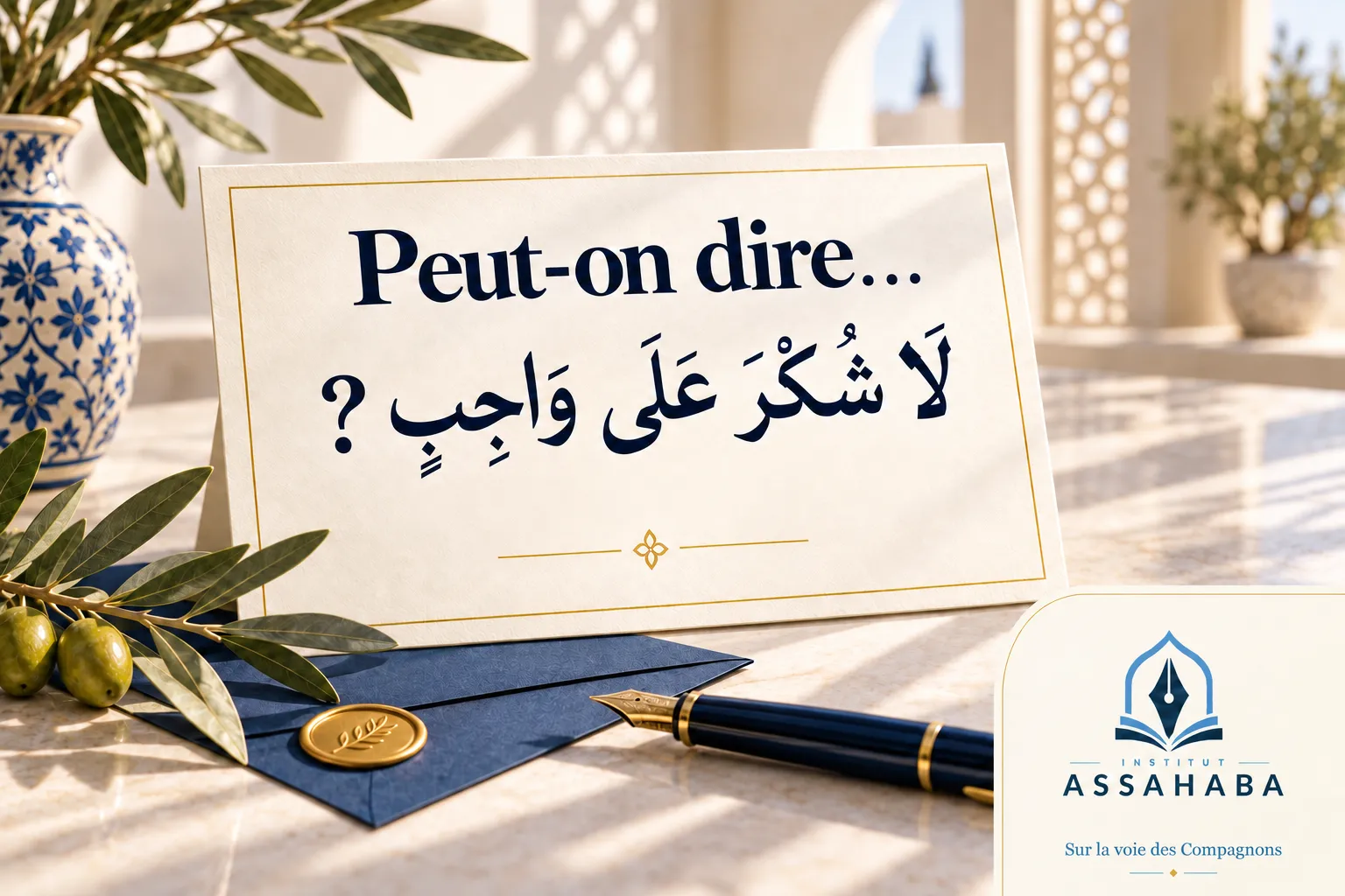 Couverture Institut Assahaba : peut-on dire لَا شُكْرَ عَلَى وَاجِبٍ ?