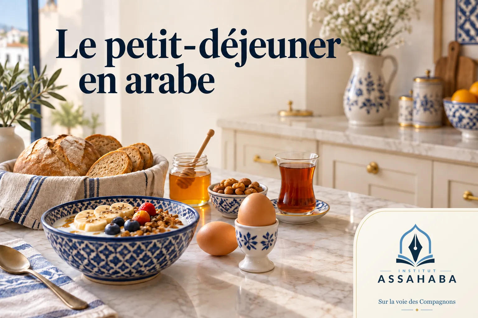 Couverture Institut Assahaba : le petit-déjeuner en arabe : vocabulaire et phrases