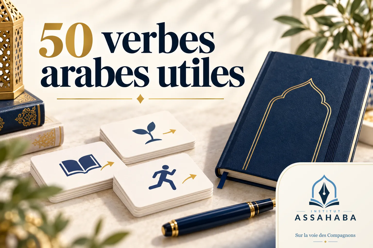 Couverture Institut Assahaba : 50 autres verbes arabes utiles